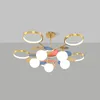 Chandeliers Nordic Led Glass Ball Chandelier Golden Lustre Colorful Hanging Pendant Lamp For Living Room Children Bedroom Indoor Fixtures