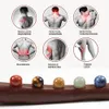 Helkroppsmassager Guasha Massage Stick 10 Jade Stone Beads Back Neck Meridian Dredging Body Scraping Wood Massage Tool Gua Therapy 231128