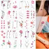 Tatuajes Pegatinas de dibujo de colores Paquete de 30 hojas Flor Palabras en inglés Etiqueta engomada del tatuaje temporal Tamaño pequeño Cuerpo Brazo Dedo Muñeca Tobillo Hombro Tatuaje falso Etiqueta L2