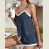 Seksowna piżama damska piżama zestaw 2022 Seksowne ubrania domowe kamizelki piżama z szortami śliczna bielizna miękka piżama bez rękawów 231128