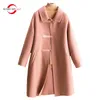 Смесовое СОВРЕМЕННОЕ НОВОЕ зимнее женское пальто SAGA из 100% шерсти, осеннее шерстяное свободное пальто, модная длинная куртка из смесовой шерсти, розовое пальто, пальто большого размера