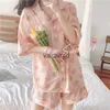 Hemkläder Plaid Women Sleepwear Pyjamas Shorts Set Japan Style Pijama Loungewear Pocket Summer Two Piece Set Night Wear Home Suit 2023Vaiduryd