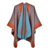 Scarves 2023 Fashion Print Winter Border Leopard Split Poncho Shawl Cashmere Women Designer Imitation