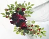 Couronnes de fleurs décoratives 2 pièces vin rouge artificiel toile de fond de mariage décor carte de bienvenue signe coin accessoires floraux organiser arc Fl3154958