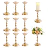 Titulares de vela 10pcs metal flor stands ouro prata castiçal mais ideal para mesa central festa de casamento bebê mostrar