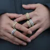 Wedding Rings Wholesale High Quality Hip Hop Men Jewelry Micro Pave 5A CZ Iced Out Bling Cuban Link Chain Band Finger RingWedding Rita22