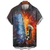 Chemises décontractées pour hommes chemise pour hommes Social 3D musique impression à manches courtes Blouse mode fête hauts t-shirts hommes vêtements surdimensionnés Camisas