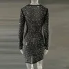 Women Urban Sexy Dresses Sequin Rhinestone Bodycon Mini Dress Long Sleeve Club Party Short Dresses