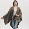 Scarves 2023 Cashmere Leather Manga Flower Grass Poncho For Women Striped Patchwork Scarf Shawl Luxury Stripe