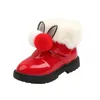 Сапоги зима 2024 мода детская плюшевая короткая теплая хлопковая обувь Дети милые кроличьи нельзя снеговиться на рождественская вечеринка 231127