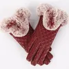 Leren handschoenen voor dames Wolfleece gevoerd Warm touchscreen Sms'en Dikke thermische rijhandschoenen Nieuw Imitatie PU Touchscreen Konijnenbont Mond Buitenrijden
