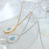 Hanger Kettingen Ins Mode Roestvrij Stalen Ketting Sieraden Waterdrop Lichtblauw Opaal Shell Voor Vrouwen Meisjes