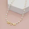 Pendant Necklaces Dome Cameras YASTYT Mother Day Gift Pearl Necklace MOM Letter Stainless Steel Chain Pendant Necklaces for Women Handmade Fashion AA230428