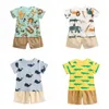 Rompers Sanlutoz Cartoon Boys Clothing Sets Summer Short Sleeve Cotton Baby Tops Shorts 2Pcs Casual 230427