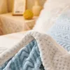 Blankets Stripes Milk Fleece Autumn Winter Warm for Bed Sofa Snowflake Velvet Warmth Blanket Soft Cozy Thick Throw 231128