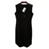 Designer-Kleider für Damen, Sommermode, mit Buchstabenmuster, schwarzes Kleid, lässiges Strandkleid für Damen