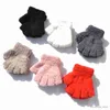 Children's Mittens Warm Plush Baby Gloves Children Kindergarten Pupil Student Winter Mittens Coral Fleece Half Finger Gloves For 5-11Y Kid Gloves R231128