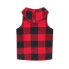 Kvinnors västar lös fashionabla huva ärmlös hjärtväst Red Plaid Plush Jacket för kvinnor Pocket Streetwear