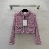 Autumn Pink Weave Tassel tweed jacka långärmad rund hals paljetter enbrödade dubbla fickor jackor kappa korta outwear b3o252328