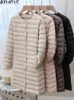 Womens Down Parkas Ayunsue Winter Ultra Light Thin Duck Coat Women Spring Long Slim Warm Basic Quilted Puffer Jacket ED1957L 231127