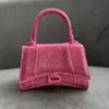 İnsan kum saati kakma elmas taşı elmas çantalar kadınlar glisten debriyaj crossbody çanta omuz kayışı lüks el çantaları gerçek deri tasarımcı yaz küçük çanta