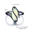 Cluster Rings 2023 Selling Women's Ring Oval Opal Cubic Zirconia Black Gold Zircon Fashion Jewelry Party Gift