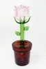 Vintage Pink Rose Flower Pot Glass Bong 10INCH Water Hookah Smoking Pipe With Bowl Original Glass Factory can put customer logo by DHL UPS CNE