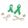 Brosches 4 Styles Ribbon Lapel Emalj Brosch Mental Health Logo Pin Stift Green Protection Ryggsäck Badge Accessories Smyckespresent