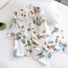 Ropa de dormir para mujer Primavera / Verano Kimono japonés Pijamas de algodón para mujer Pantalones de manga tres cuartos de dos piezas Conjunto de servicio a domicilio suelto Mujer 230428