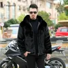 Men's Fur Faux Fur Winter Imitation Mink Fur Coats Men Jacket Thick Turn Down Collar/hooded Faux Fur Jacket Male Black Overcoat 231128