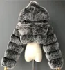 Женское короткое однотонное плюшевое пальто из искусственного меха с капюшоном, меховое осенне-зимнее теплое пальто 231128