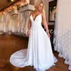 Simples boho plus size vestido de noiva sexy cintas de espaguete com decote em v sem costas praia vestido de noiva 2024 renda boêmio país vestido de noiva grego vestidos de novia 2024