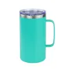 24oz kaffemugg med handtag rostfritt stål pulverbelagd reseumbler kopp vakuumisolerad campingmugg med lock grossist FY5197 HH0428