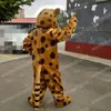 Wydajność Brown Leopard Mascot Costiums Cartoon Carnival Hallowen Performance Unisex Fancy Games Outfit Holiday Outdoor Advertising Suit