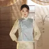 Vêtements ethniques 2023 Cheongsam Mode Rétro Style traditionnel chinois Qipao Collier de cheveux Gilet amélioré Plus Coton épaissi Haut chaud