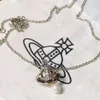 Vivienen Westwoods Designer New Viviane HighバージョンEmpress Dowager 3D Saturn Pearl Water Necklace Memal