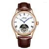 Начатые часы Aesop Business's Flying Tourbillon Skeleton Watch Sapphire Водонепроницаемые мужчины Механические мужские часы