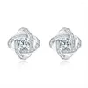 Stud Earrings Special Offer 925 Stamp Silver Color Shiny Crystal Studs For Women Fashion Jewelry Christmas Gifts Party Wedding