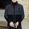 Men's Jackets Fall Winter Men Coat Thick Warm Stand Collar Neck Protection Sweatshirt Soft Zipper Closure Long Sleeve Jacket