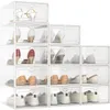 Fack Transparent förvaringslådan förtjockad fodral plast ES Stackbar Box Organizer Shoebox W0428