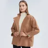 Herr ullblandningar 2023Short Jackets Ladies High Street Winter Woolen Coats Pockets Solid Loose Women's Short Coat 231128