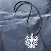 Anhänger Halsketten Albanischer Adler Halskette Edelstahl mit schwarzer Kordel und O-Kette Unisex Modeschmuck Männer Frauen Geschenk