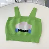 Toppar Green Knit Tube Top Women Camisole Bottoms ärmlös kvinnlig stickadryck Vest 2022 sommar ny