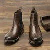 Stövlar Storlek 7 ~ 13 Chelsea Men Boots American Style Bekväma Fashion Leather Boots #AL661 231128