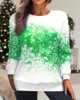 Kvinnors tröjor plus size Christmas Casual Sweatshirt Färgblock Snöflinga och rutigt tryck Lång ärm Crew Neck Micro Stretch Pullover