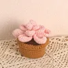 Flores decorativas Croche hecho a mano de punto en macetas plantas artificiales falsas adorno de coche de flores regalo de vacaciones de cumpleaños decoración del hogar