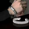 Punk Cuff Bangles for Men Double Layer 316L Stainless Steel Curb Cuban Link Chain Bracelets width 10mm