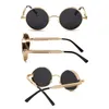 Solglasögon vintage runda polariserade retro steampunk solglasögon för män kvinnor liten metallcirkel som kör UV400