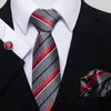 Neck Ties Silk Top grade Birthday Present Tie Hanky Cufflink Set Tie Necktie Printed Formal Clothing Wine Red Memorial Day 231128