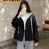 Giacche da donna Abbigliamento sportivo grigio Cappotto autunno-inverno corto 2023 Versione coreana Cardigan con cerniera allentato con cappuccio